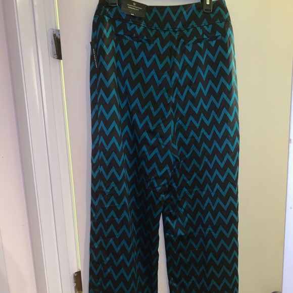 Size 10 Polyester dress slacks black and teal - Picture 5 of 7